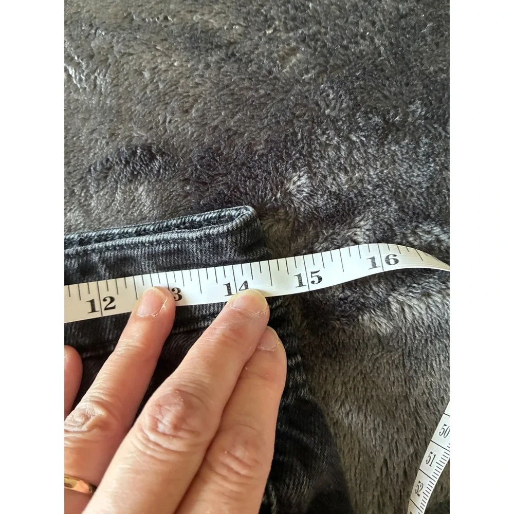 Zara Womens High Waisted Wide Leg‎ Jeans Washed Black Frayed Hem Size 6 (K15)